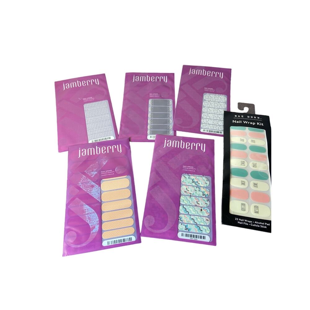 Jamberry nail wraps, 5,  one‎ Rae Dunn nail wrap .  Total 6